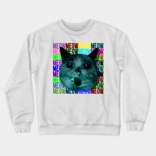 cat rofl meow mem space nature Crewneck Sweatshirt